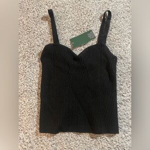 Wild Fable Black Ribbed Knit Cami Tank Top Sweater Size XXSMALL